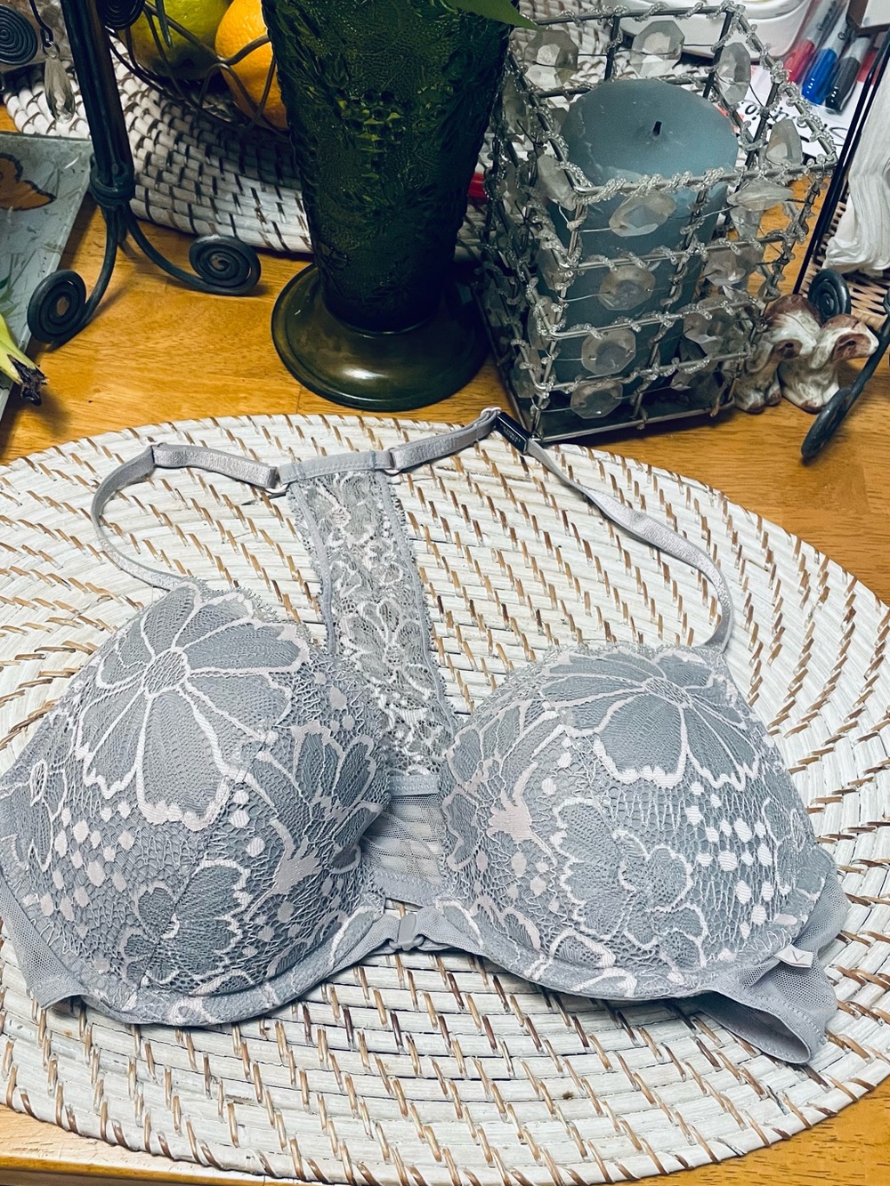 ❌SOLD ❌NWT Victoria's Secret Light Gray Lace Racerback Underwire Bra